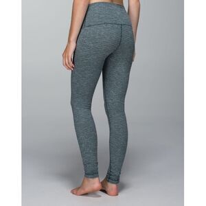 Lululemon Green Coco Pique High Rise Roll Down Wunder Under Tights‎ Women's